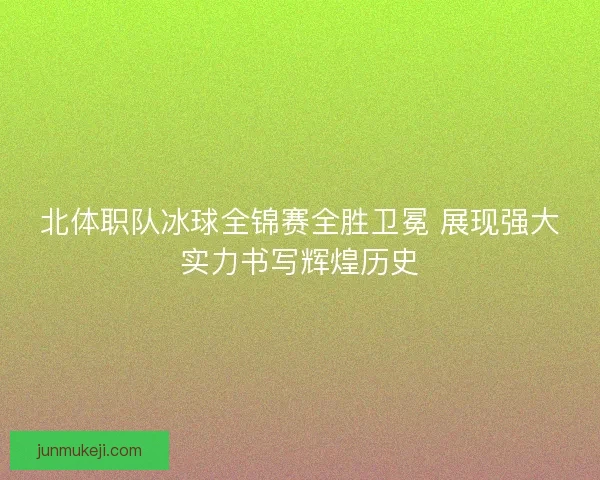 北体职队冰球全锦赛全胜卫冕 展现强大实力书写辉煌历史